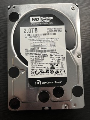 Western Digital Caviar Black 2TB Internal 7200RPM 3.5'' (WD2001FASS) HDD