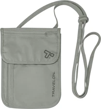 Travelon Rfid Blocking Undergarment Neck Pouch Travel Wallet, Gray, One Size