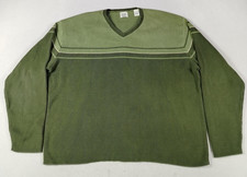 Gap Sweater Mens XL Green Striped V Neck Pull...