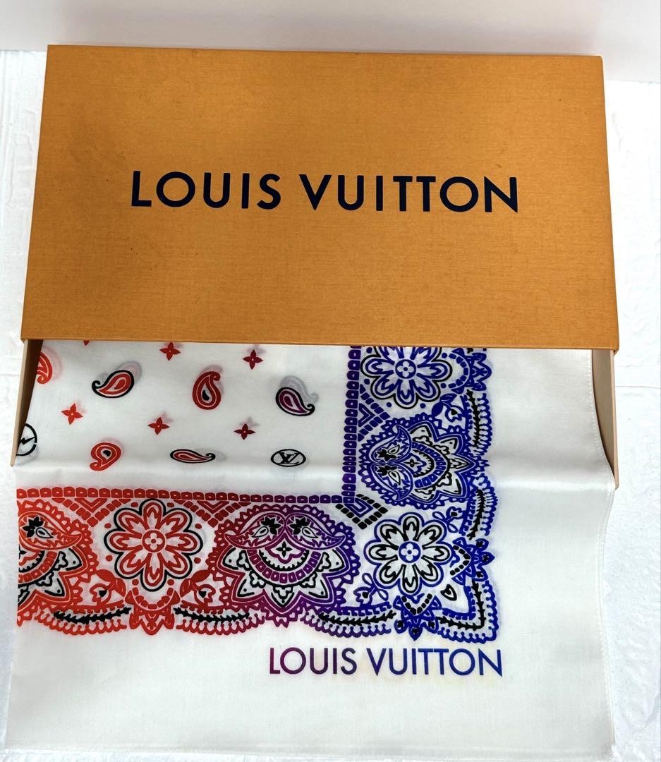Louis Vuitton Fragment Bandana Scarf Multicolor Cotton Women Preowned Excellent
