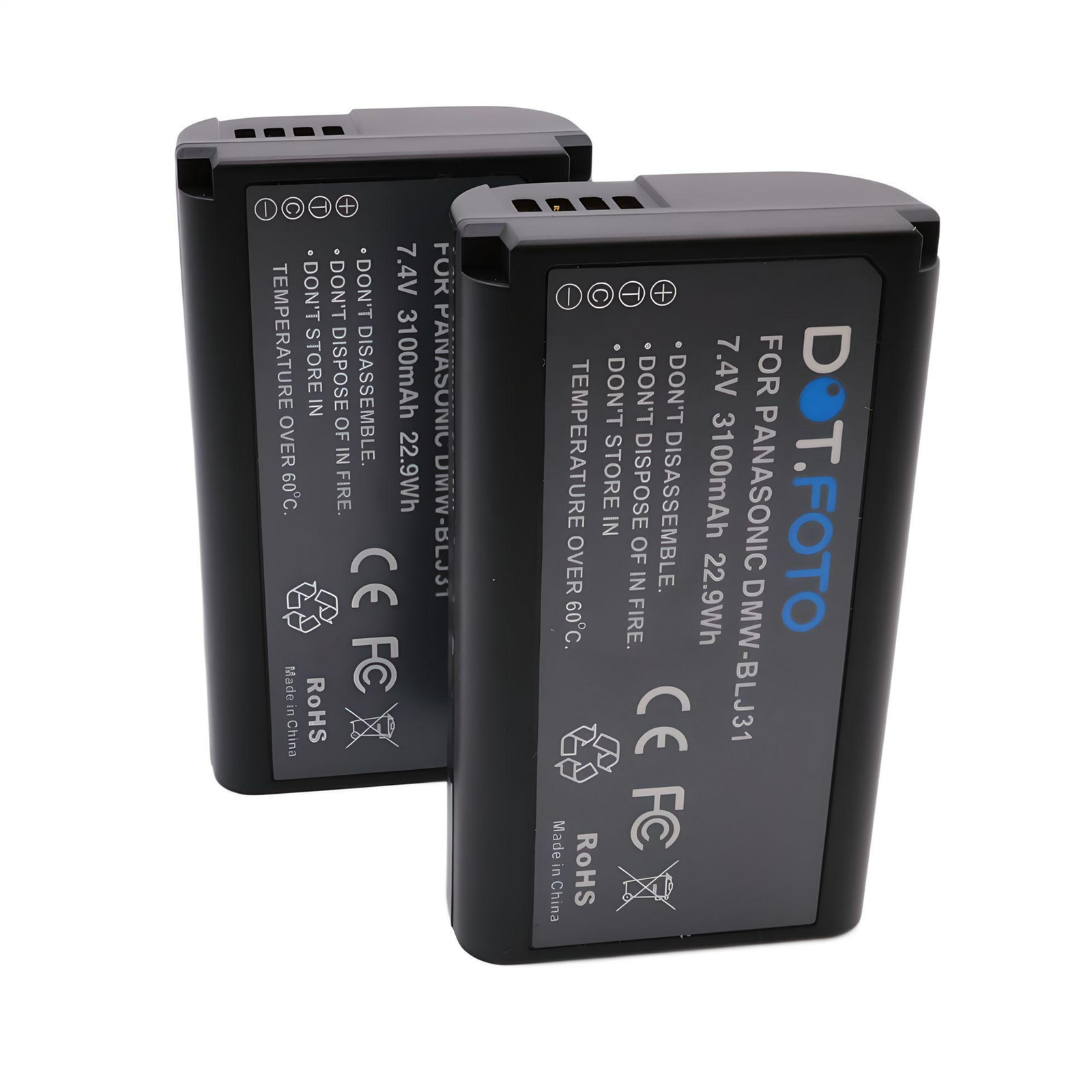 2 x Battery for Panasonic DMW-BLJ31 - 3100mAh | Lumix DC-S1, DC-S1R