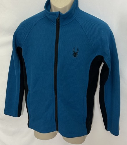 SPYDER Boys Full Zip Long Sleeve Thermal Jacket Blue/Black Sz Large 14-16 - Picture 2 of 10