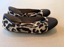 Rothys The Square In Dessert Cat Black And Tan Animal Print Size 7