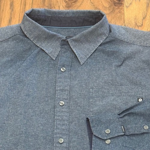 Marmot, Marmot Mens XXL Blue Heathered Roll Tab Button Up Hiking Shirt SCC-336