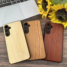 Case For Samsung S25 S24 S23 S22 S21 S20 Plus Ultra FE Wooden+TPU Phone Cover