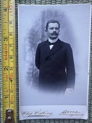 Antique Cabinet Card Photo Man Portrait Olaf Aitling Gefle Sweden c1900