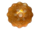 Vintage Carnival Glass Bowl Marigold Grape & Vine Iridescent Ruffled Edge