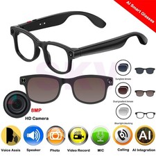 AI Smart Glasses 1080p HD Camera 8MP Real Time Translation Voice Assist