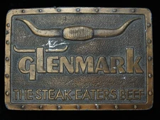 PJ01101 VINTAGE 1978 **GLENMARK THE STEAK-EATERS BEEF** BRASSTONE BELT BUCKLE