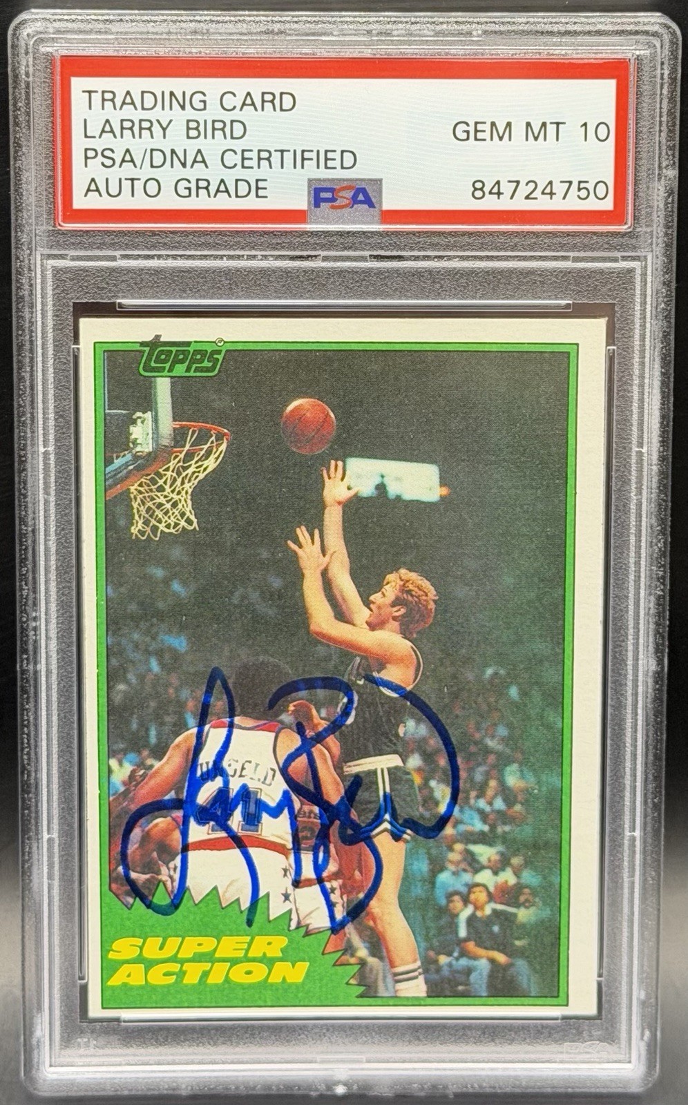 Larry Bird Signed 1981 Topps Super Action #101 PSA/DNA GEM 10 AUTO Celtics HOF