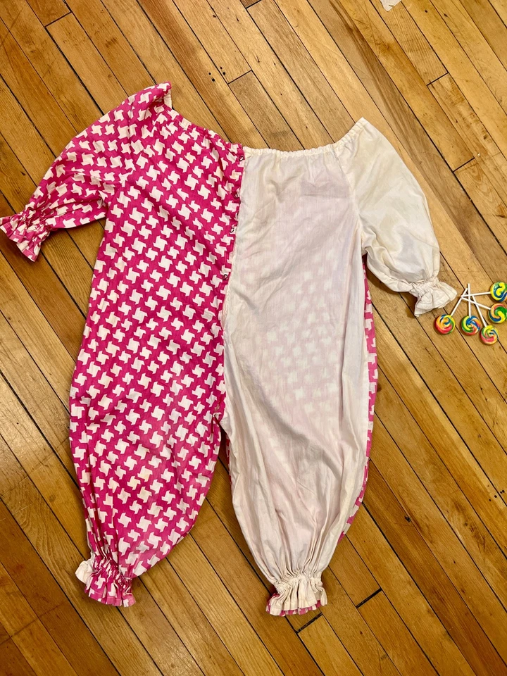 Disfraz de payaso pata de gallo rosa y blanco para niño Foto 2 de 4