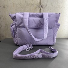 CALPAK Lavender Puffer Diaper Bag Tote Purple Crossbody Strap Baby Bag
