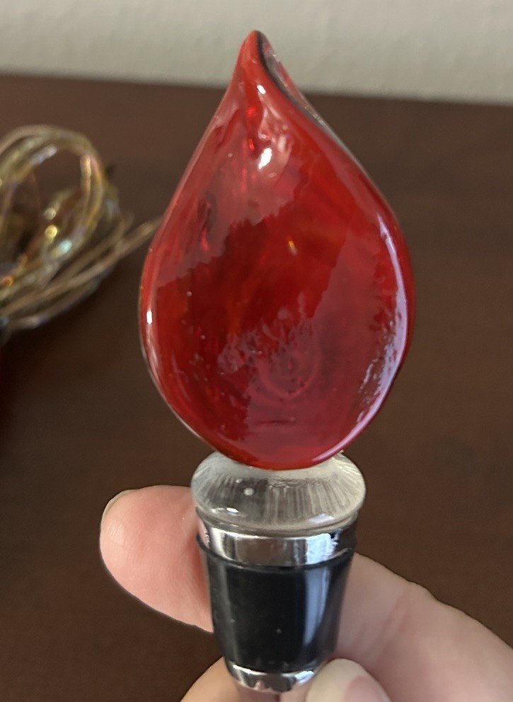 Murano Style Sparkling Rose Gold And Sparkly Beads Red Gold Wine Topper Lot Of 2