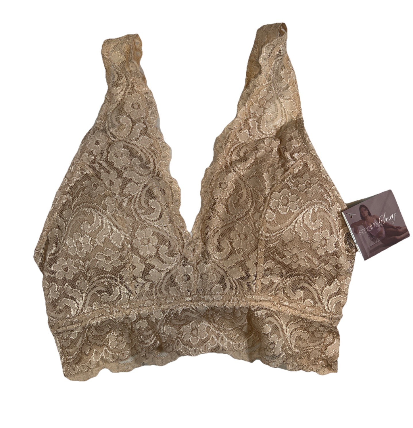 Bralette Women's Lace NWT Size Med Beige-image