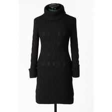 Alice + Olivia Open Cable Knit Turtleneck Sweater Dress Black Women’s Small