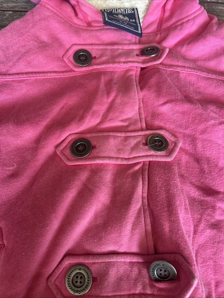 Chaqueta con Capucha Victoria Secret Rosa Y2K Bling Capucha Forrada de Piel Sintética Talla M Pesada Foto 3 de 4
