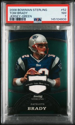 2008 BOWMAN STERLING JERSEY-GREEN #52 TOM BRADY 96/249 PSA 7