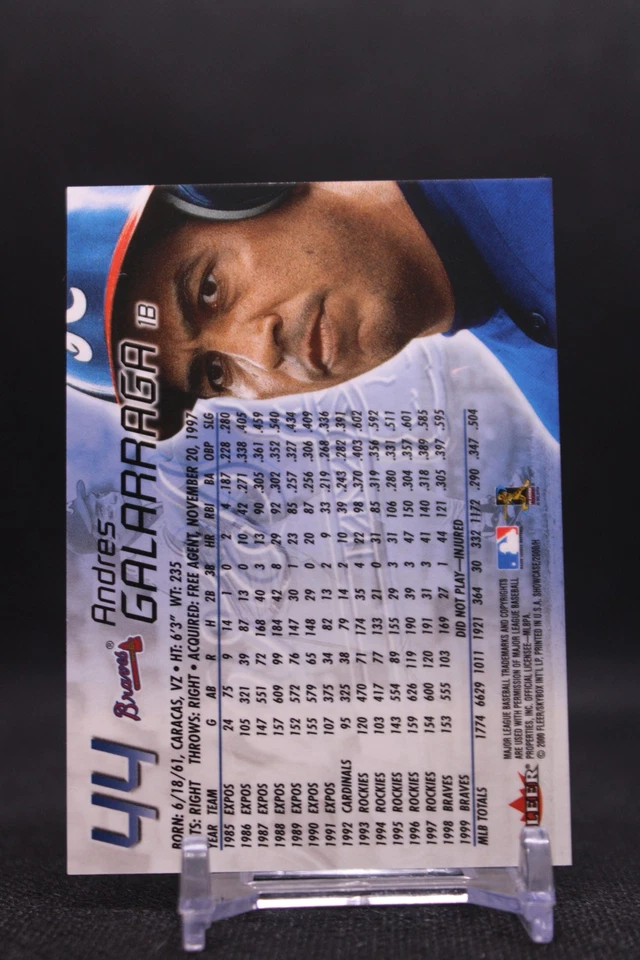 Andres Galarraga #44 2000 Fleer Showcase Atlanta Braves - Image 2 of 2