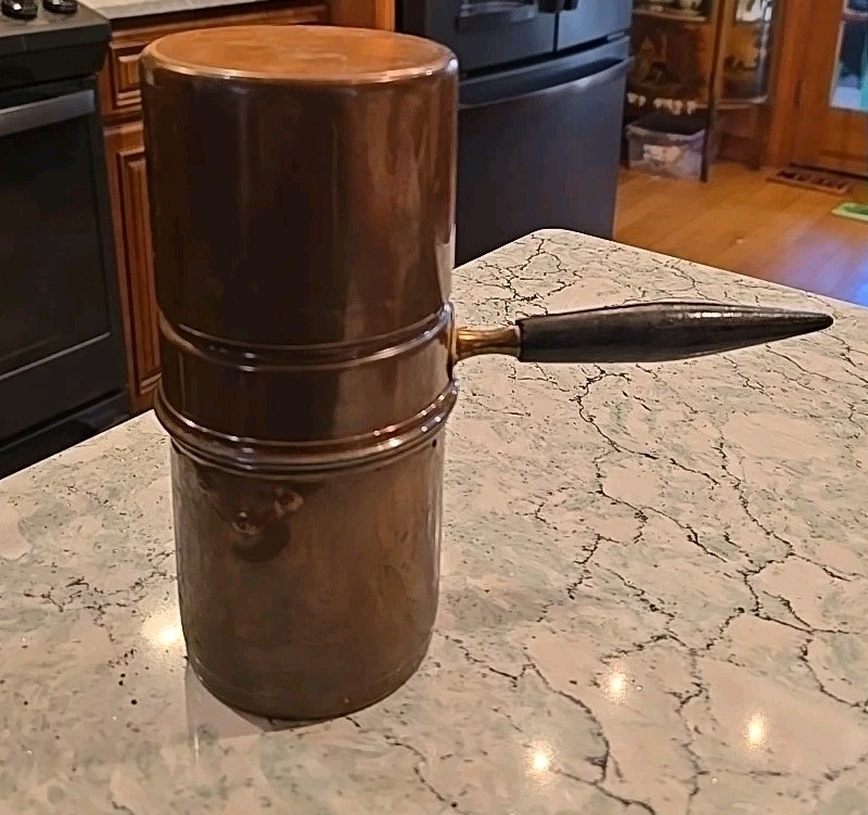 Neopolitan Coffee Pot Cuccumella or Caffettiera Napoletana Douro Copper Wood