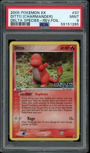PSA 9 2005 Pokemon EX Delta Species Ditto Charmander STAMPED Reverse Holo 37/113