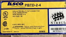 Ilsco PBTS-2-4 Multi-Tap Connector, 2 Port, 2 Side Entry, 14 to 4 AWG, AL/CU