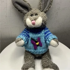 VTG Hugfun Bunny Rabbit Plush Butterfly Sweater Fully Jointed Stuffed Animal 9