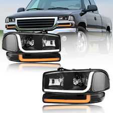 1999-2007 GMC Sierra 1500 2001-2007 2500 HD LED DRL Headlights Compatible Replac