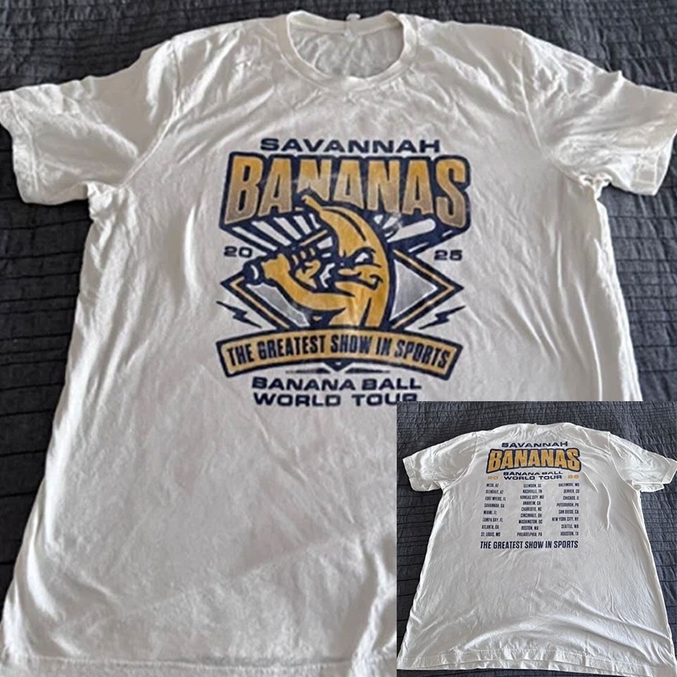 T-shirt Savannah Bananas 2024 Banana Ball World Tour - Deux Faces - Coton - Pour Hommes