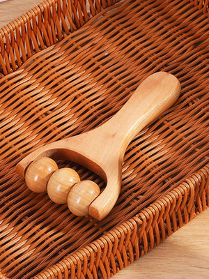 Holz Roller Massagegerät Therapie Körpermassagegerät Gesicht Schulter Nacken Hand Push Rollin