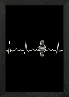 Uhr 80er Jahre digital gerahmtes Wandbild Poster Leinwanddruck Bild