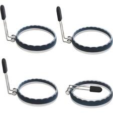 Silicone Egg Rings, 4 Pack Upgraded Leak-proof Liquid Egg Fryer Ring, Nonstick