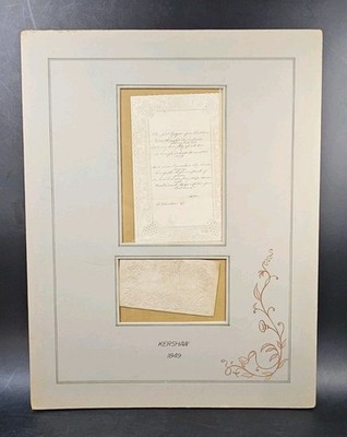 Antique 1849 Hand Written Valentine Poem w/Envelope Matted