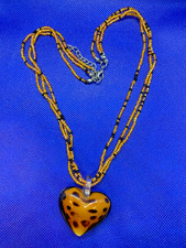Heart Charm Jewelry Beaded Necklace Woman's Girls