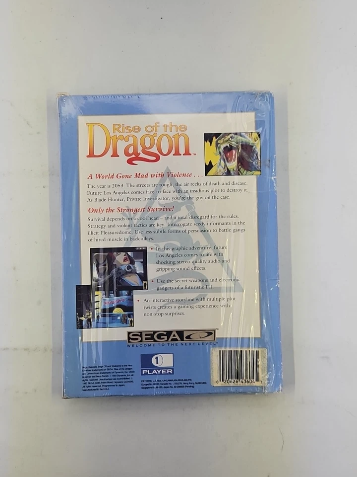 RISE of the DRAGON SEGA CD НОВЫЙ КАРТОННЫЙ ВЫПУСК ПОДЛИННЫЙ SEGA CDX РЕДКИЙ - Изображение 2 из 4