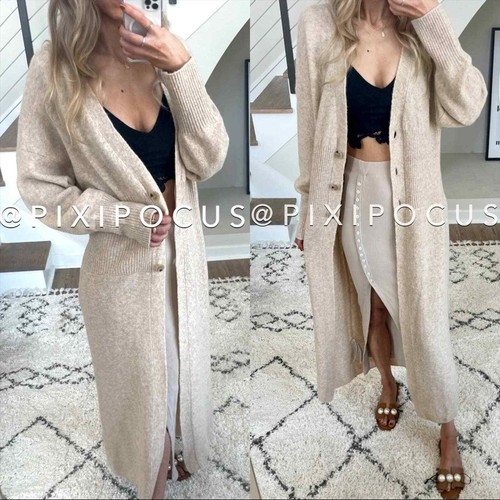 ZARA WOOL BLEND KNIT MAXI CARDIGAN 