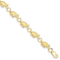 14k Yellow Gold 8in Diamond Cut Small Elephants With Trunks Raised Bracelet on sale 14k Yellow Gold 8in Diamond Cut Small Elephants With Trunks Raised Bracelet on sale