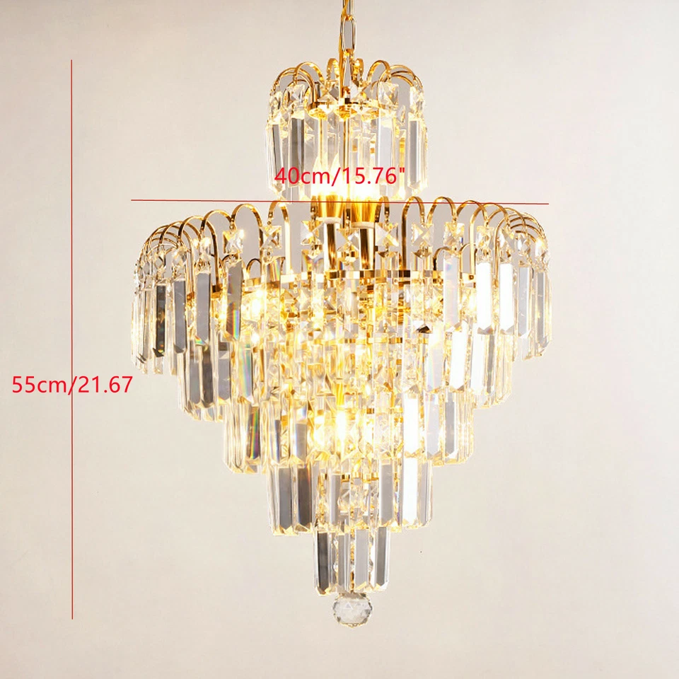 Elegant Crystal Chandelier Modern Ceiling Light Pendant Lamp Lighting Fixture - Image 2 of 4