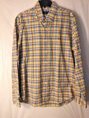 Ralph Lauren Polo shirt size lg - the colors are yellow, blue, red, green,  white | eBay