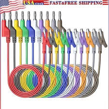 Stackabe Banana Plug to Alligator Clips Test Leads 10 Colors Flexible Electrical