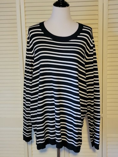 Blue Striped Elbow Patch Sweater Plus 