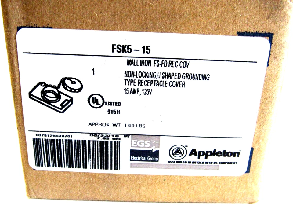 NEW EMERSON APPLETON FSK5-15 NON-LOCKING RECEPTACLE COVER FSK515 - Image 4 of 4