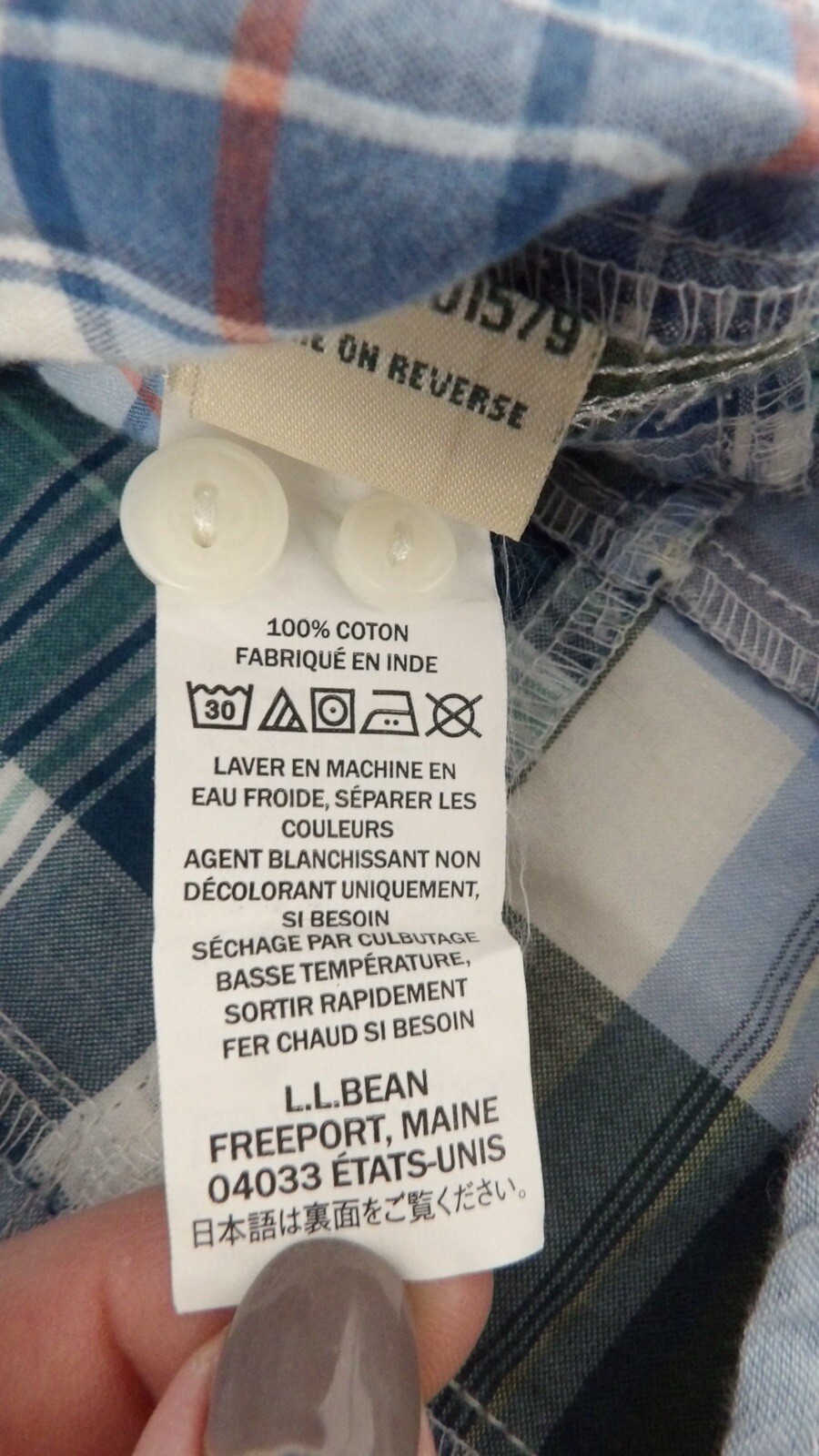 LL Bean Patchwork Plaid Button Front Top Shirt Bl… - image 8