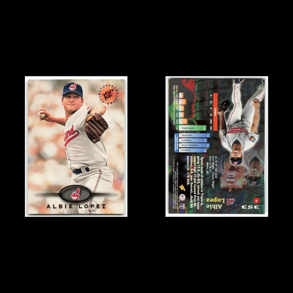 Albie Lopez #353 1995 Topps Stadium Club Cleveland Indians Baseball Card MLB NM - Image 3 of 3