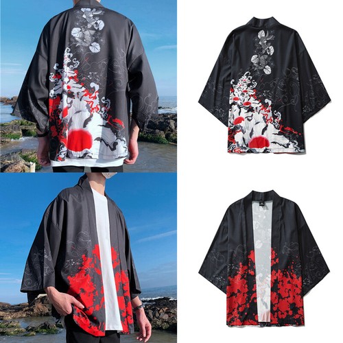 Chemisier japonais yukata rétro kimono hommes femmes cardigan veste yukata - Photo 1 sur 13