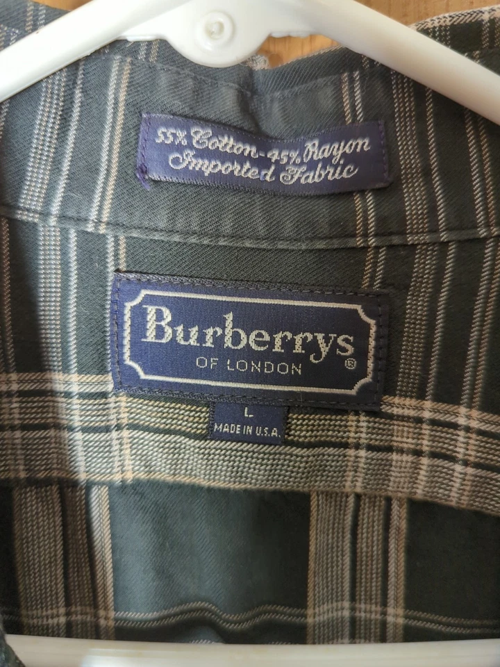 Burberrys Of London Men's L Large Button Up Shirt Black Plaid Long Sleeve - Image 3 of 4