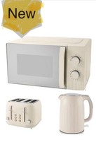 Kettle Toaster and Microwave set Cream Textured FREE FAS DELIVRY