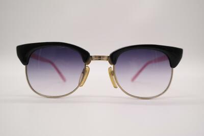 Vintage Dittmer Schwarz Gold Pink Oval Sunglasses N