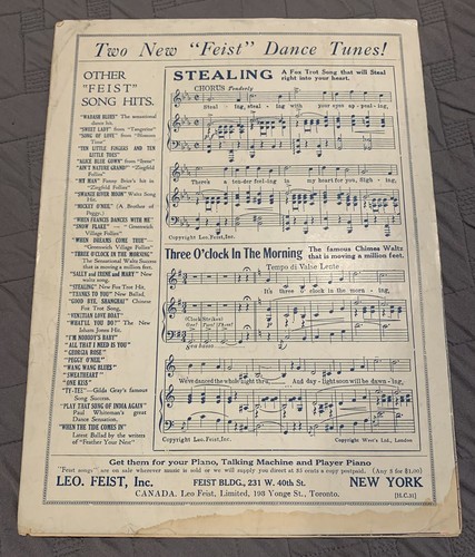 Ten Little Fingers and Ten Little Toes Sheet Music 1921 Cover Art Baby Shower - Picture 6 of 6