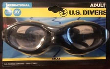 U.S. Divers Atlas Adult Swim Goggles Black/Clear Lens New 