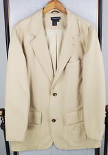 J. PETERMAN Size Medium Mens Thick Canvas Jacket Blazer 3 Roll 2 Front Khaki Tan